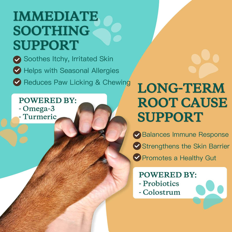 NATURE TARGET Dog Allergy Chews - Dog Allergy Relief, for Skin, Coat, Anti-Itch, Seasonal Allergies, Scratching, Pawlicking, 105 Freeze Dried Chews