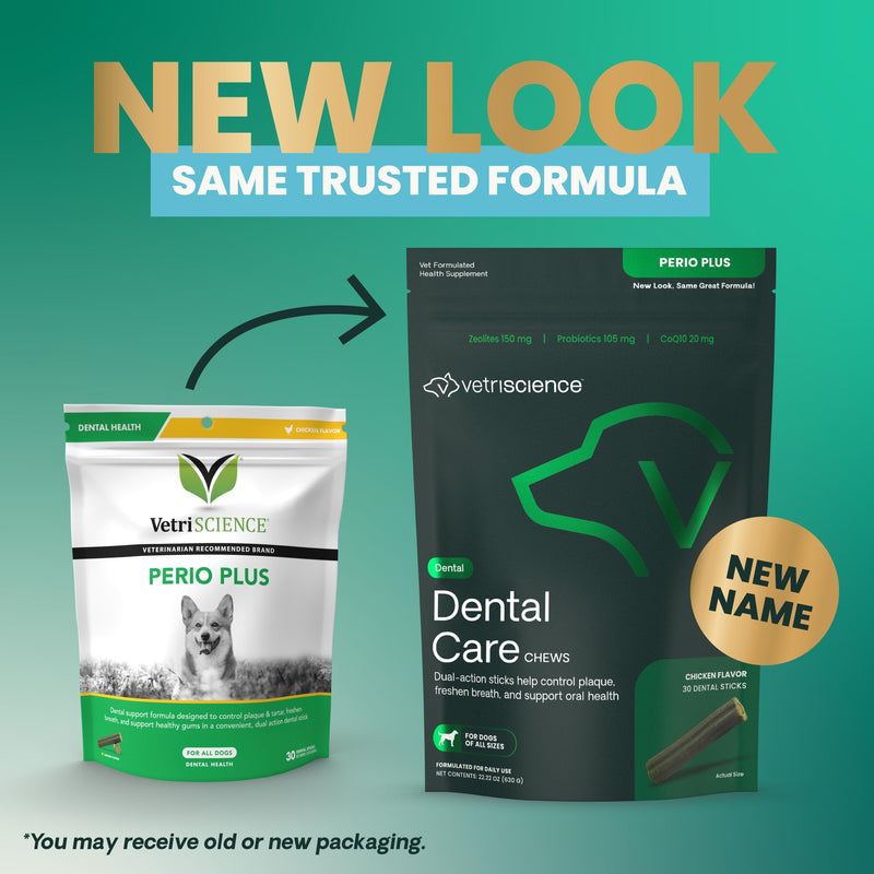 VetriScience Healthy Mouth Dental Chews, Perio Plus Sticks for Dogs, with Probiotics, Spirulina & Zeolites, Breath Freshening, Plaque & Tartar Control, Chicken, 30 Count 30 Chews