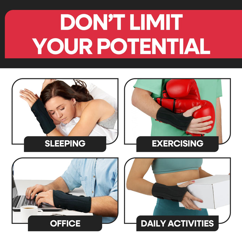 Carpal Tunnel Wrist Brace | Night Wrist Support Guard | Wrist Splint & Hand Brace | Carpal Tunnel Syndrome & Wrist Tendonitis Pain Relief with Forearm Compression | For Men & Women (Left Wrist Brace) Fits Most Left