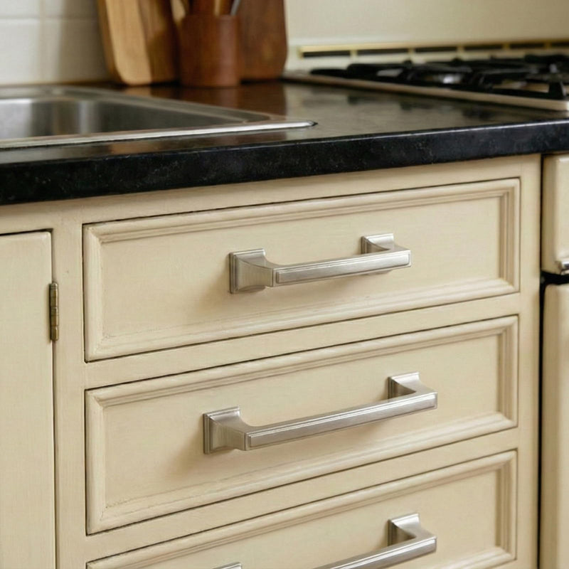 Liron Hardware 10 Pack Sleek Cabinet Handles for Cabinet Cupboard 5 Inch (128mm) Kitchen Drawers Pulls Brushed Nickel 5 Inches (128mm) Hole Center