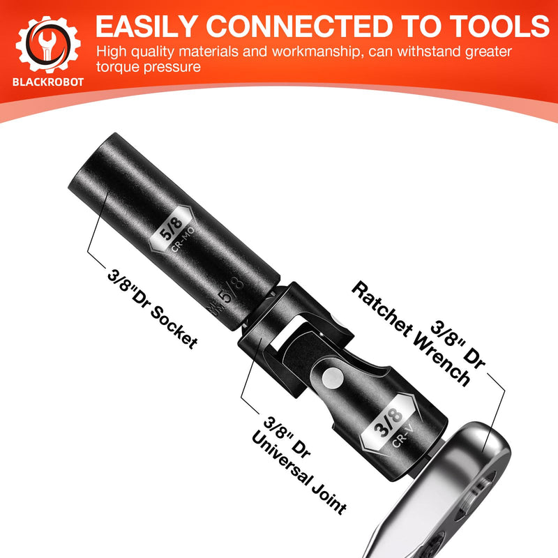Universal Joint Set 3PCS, 1/2" 3/8" 1/4" Drive Socket Adapter Set, Premium CR-V Steel Swivel Socket Set, Access Fasteners at Any Angle 3PCS Universal Joint Set