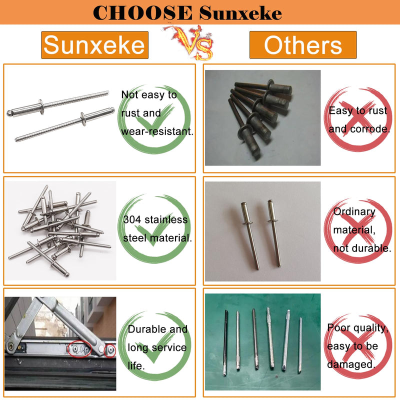 70pcs 3/16 x 1/2 inch Stainless Steel Blind Rivets, 4.8 x 12.7mm Stainless Steel Pop Rivets, Pack of 70 3/16" x 1/2"