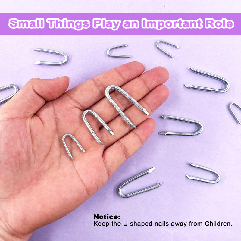 Swpeet 200Pcs 3/4" - 0.09"×0.79" Steel Wire Staples, Concrete Metal Wire Twisting Fence, Fence Staple Nails, U Shaped Nails for Fencing, Wire Mesh and Woven Fencing 20mm