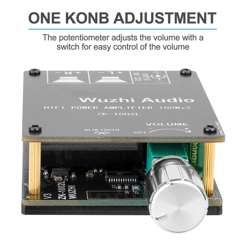 Mini Amplifier Board Bluetooth Amplifier 2.0 2X100W 5V-24V Audio Power Amplifier Module for Store Home Theater Speakers (ZK-1002L) 100.0