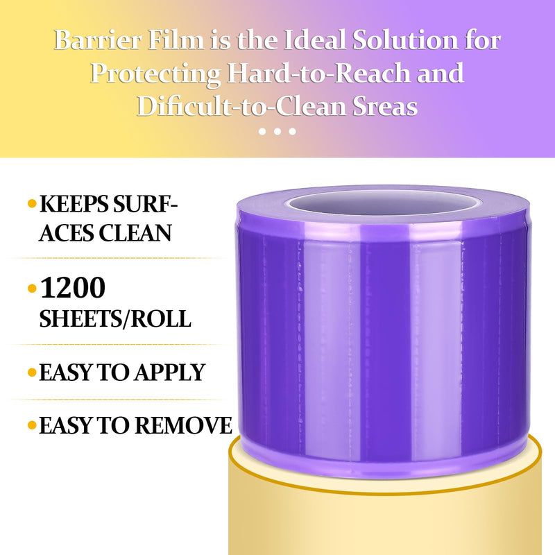 1200pcs Barrier Film Roll Disposable Tattoo Barrier Film Dental Barrier Film Perforated Adhesive Barrier Tape Sheets Tattoo Supplies (Purple) Purple