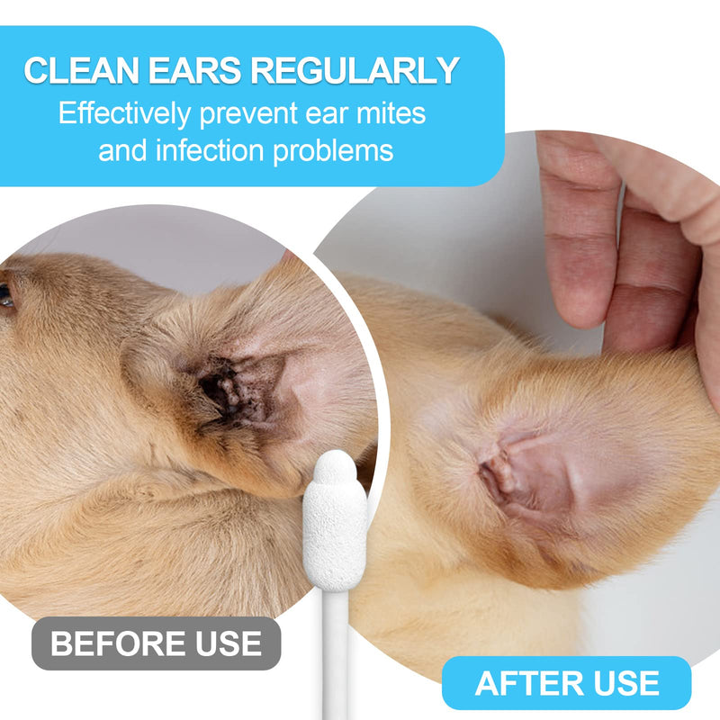 Dog Ear Cleaner dog ear infection treatment Gourd-shaped swabs prevent accidental injury to the ear canal for safer cleaning of your pet's ears. Specifically designed for dogs and cats, S 110 Pcs 110Pcs (1 pack) - PawsPlanet Australia