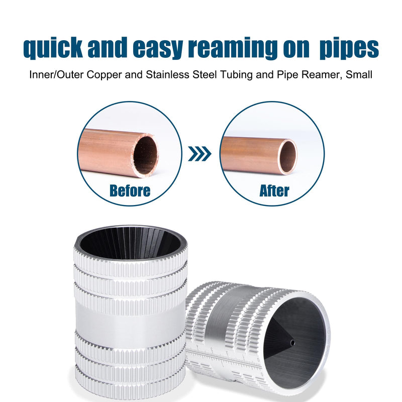 Professional Tubing Reamer, 1/4" to 1-3/8" Inner-Outer Pipe Reamer, 45 Heavy Duty 40Cr Alloy Steel Blades, Aluminum Body Deburring Tool for Stainless Steel, Copper, PVC
