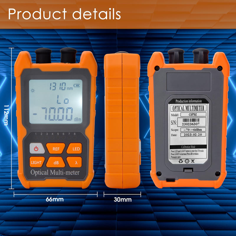 2PC Fiber Optic Tester Portable Fiber Light Power Meter FC/SC/ST Universal Interface Fiber Tester Built-in 2mW Visual Fault Locator (OPM&VFL) with FC to LC Adapter -70~+10dBm 2