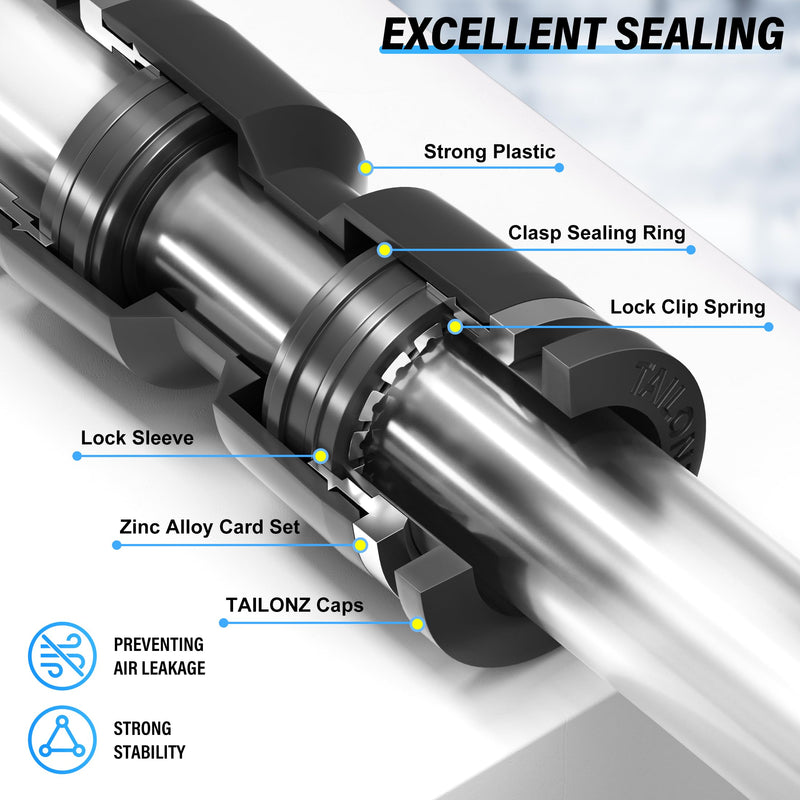 TAILONZ PNEUMATIC Black Straight 1/4 inch Tube OD Push to Connect Tube Fittings Push Lock PU-1/4 (Pack of 10) 1/4"OD