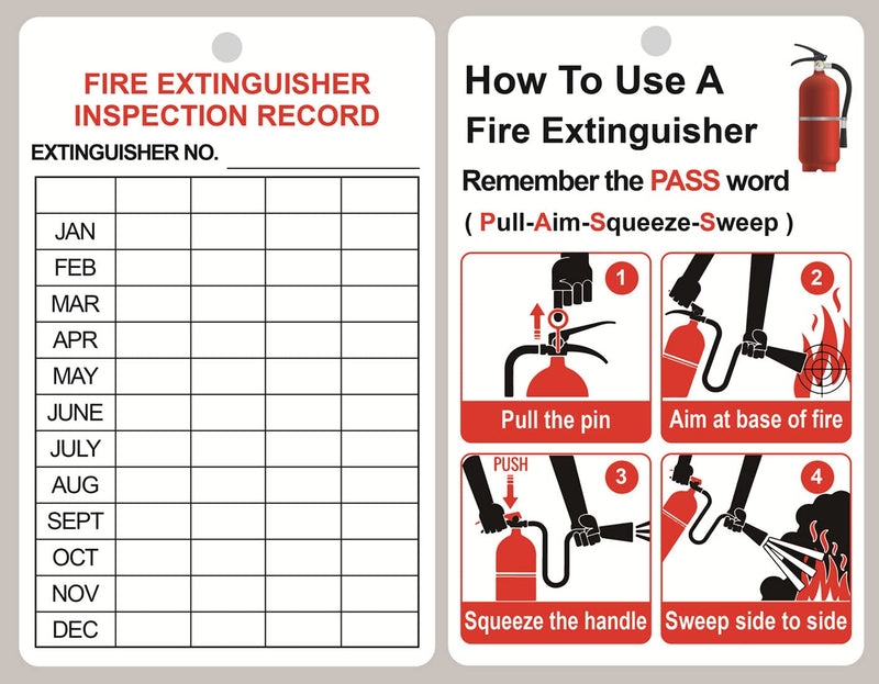 Fire Extinguisher Inspection Tags,3.2x5 inch 10pcs Monthly Fire Extinguisher Inspection Tags,Plastic Fire Extinguisher Tags Four Years with Adjustable Wire Ties