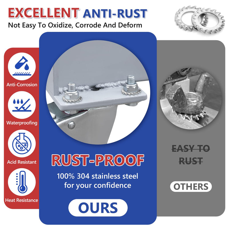 555Pcs External Tooth Lock Washers Assortment Kit, 304 Stainless Steel Metric External Tooth Star Lock Washer - M2.5 M3 M4 M5 M6 M8 M10 M12 for Retaining Clips Fasteners External Tooth Washers-Silver