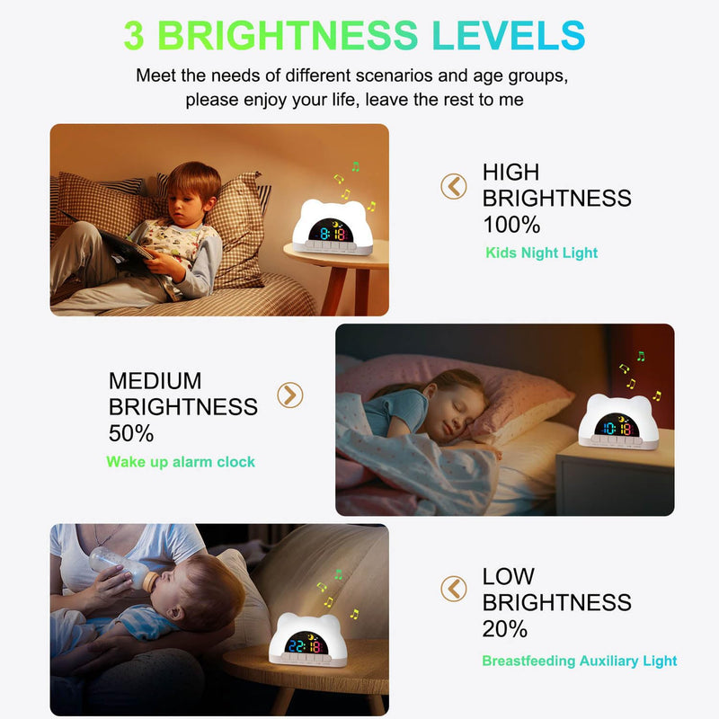 Alarm Clock for Kids, Ok to Wake Clock with Green Light Red Light, Children's Sleep Trainer,10 Ringtones,3 Brightness, Dual Alarms, Digital Alarm Clock for Adults Boy Girl Toddler Bedroom