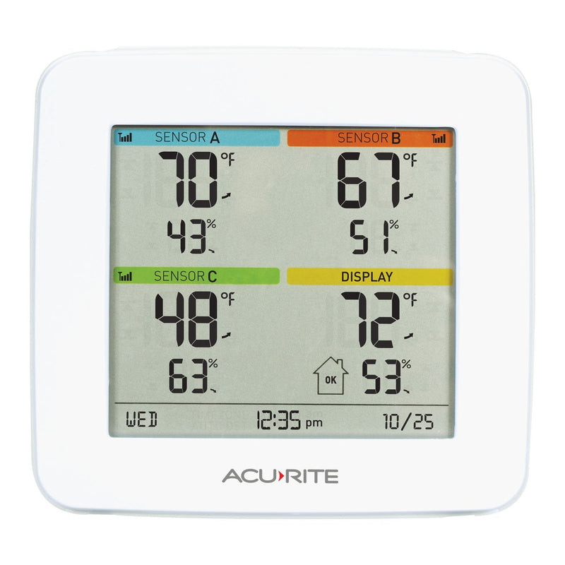 AcuRite 01094M Temperature & Humidity Station with 3 Indoor/Outdoor Sensors, White 3 Outdoor - NewNest Australia
