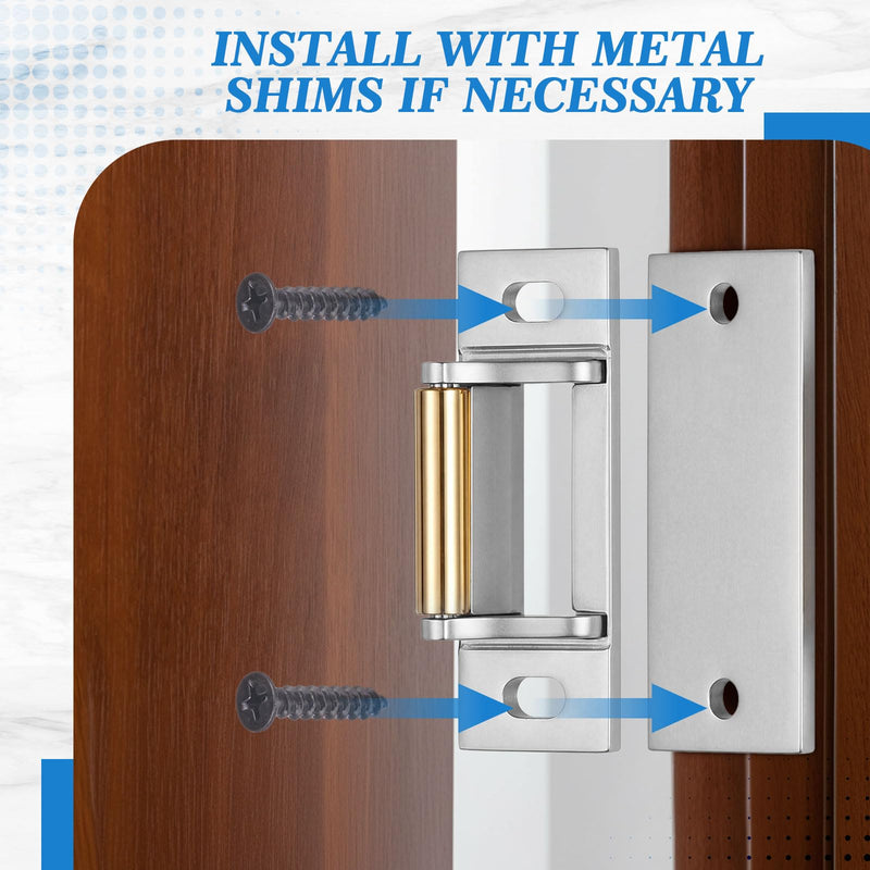 MorningRo 2 Sets Surface Mounted Roller Strike Plates, Sliver Rim Strike with Metal Shim Plates and Screws for Commercial Exit Doors, Panic Bar Exit Devices, Push Bar Door Hardware Replacement Silver