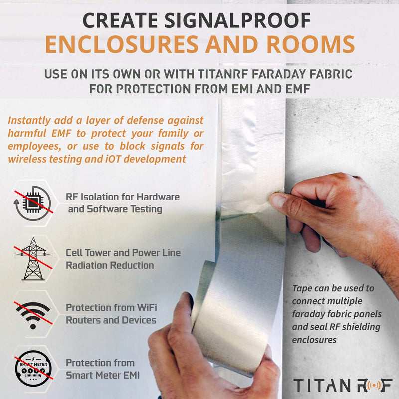 TitanRF Faraday Tape, Conductive Adhesive RF Shielding Roll, 10in x 10ft