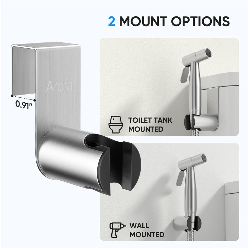 Arofa Handheld Toilet Bidet Sprayer for Toilet-Adjustable Water Pressure Control with Bidet Hose for Feminine Wash, Stainless Steel Brushed Nickel Cloth Diaper for Baby Wash 1 Pack