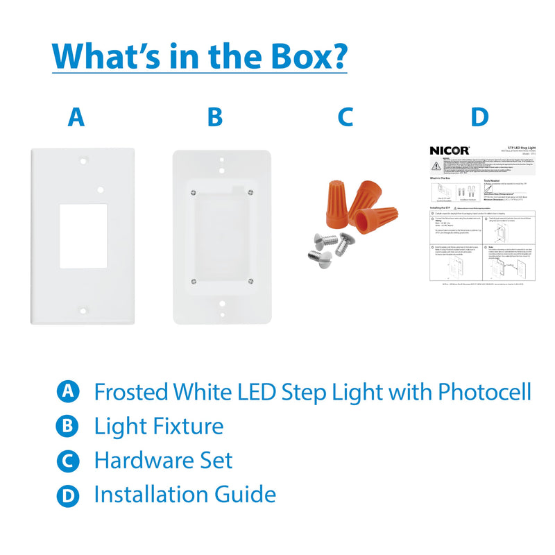 STP2 Frosted White LED Step Light with Photocell (STP2F120WHPC) Horizontal/Vertical