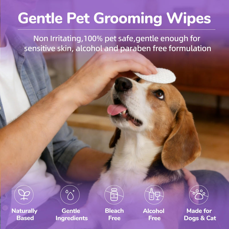 Dog Eye Wipes, 120 Count Cat Eyes Cleaning Wipes Gentle Pet Tear Stain Remover, Hypoallergenic Puppy Dogs Eye Wash Cleaner for Debris Discharge Mucus, Vet Recommended Aloe Chamomile Pets Wipe Pads