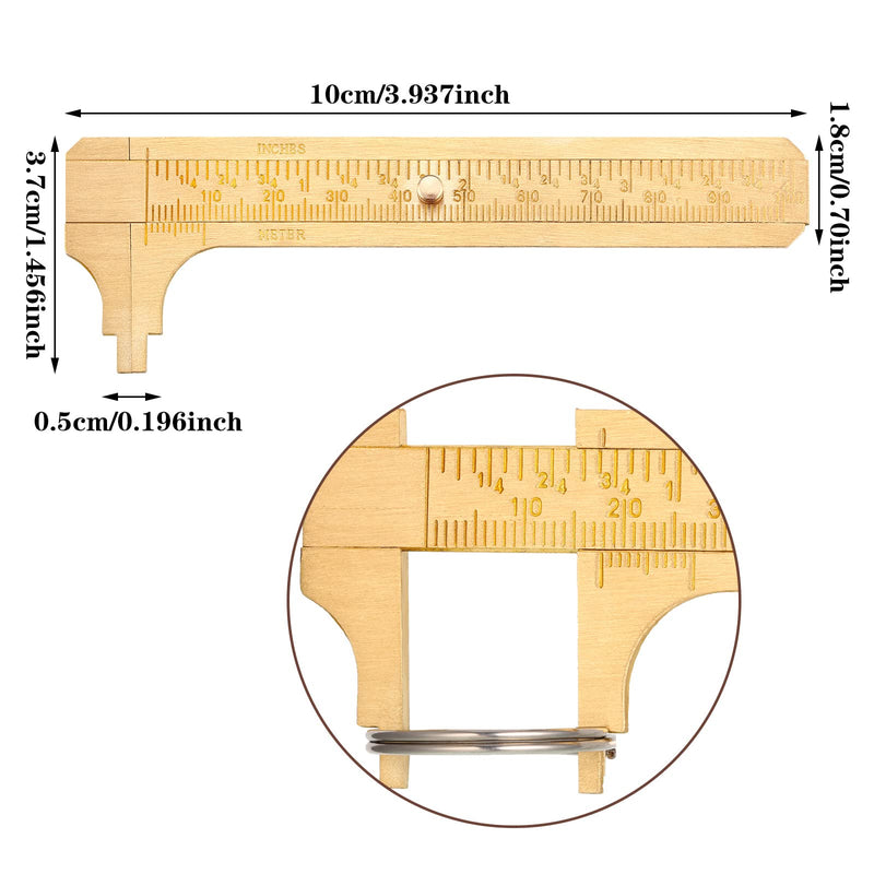 Konohan 2 Pcs Brass Vernier Caliper Pocket Caliper Handy Caliper Measuring Mini Tool Double Scale Sliding Gauge Metal Pocket Ruler for Bead Wire Jewels Rings Measurement