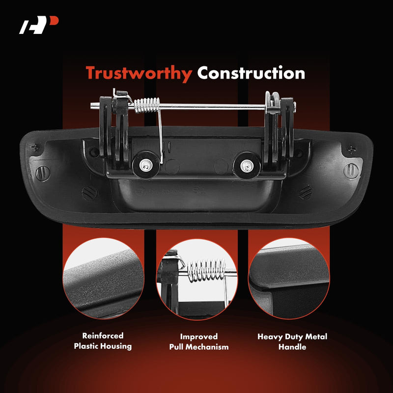 A-Premium Upgraded Metal Tailgate Handle Compatible with 2002-2008 Dodge Ram 1500 & 2003-2009 Ram 2500 Ram 3500 - Textured Black Latch Handle, Replace# 55276237AA