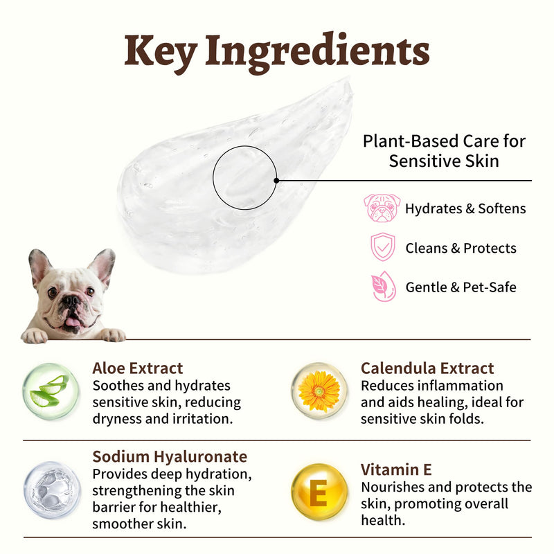 Dog Wrinkle Gel (2-Pack) – Daily Care for Bulldogs, Pugs, Frenchies, Soothes, Repairs & Moisturizes Skin, Wrinkle Balm & Paste Alternative – Non-Greasy, Lick-Safe & Fragrance-Free, 0.5 fl oz x 2