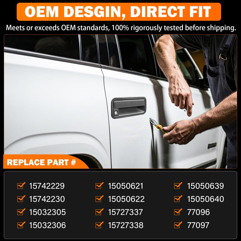 Yinlowa Front Exterior Door Handles with Lock Cylinder & Keys for 1988-2000 Chevy GMC C1500 C2500 C3500 K1500 K2500 K3500 Tahoe Suburban Yukon Escalade Pair Replaces 15742229 15742230 15032305 Front Left & Right (With Locks) Black