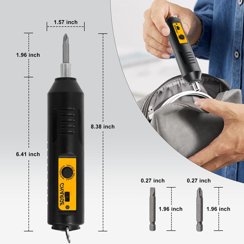 Small Cordless Screwdriver,Battery Operated,Rechargeable, Can Rotate Clockwise Or Counterclockwise,With A Button Control And Ultra Long Battery Life,10 Bits&2 Extended Bits, Magnetic Hex Chuck