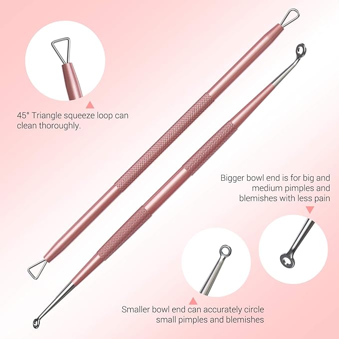 MelodySusie Blackhead Remover Pimple Popper Tool Kit Professional Blackhead Extractor Tool for Nose Facial Stainless Steel Acne Comedon Extractor Bleamish Whitehead Pop Tool Portable with Metal Case - NewNest Australia