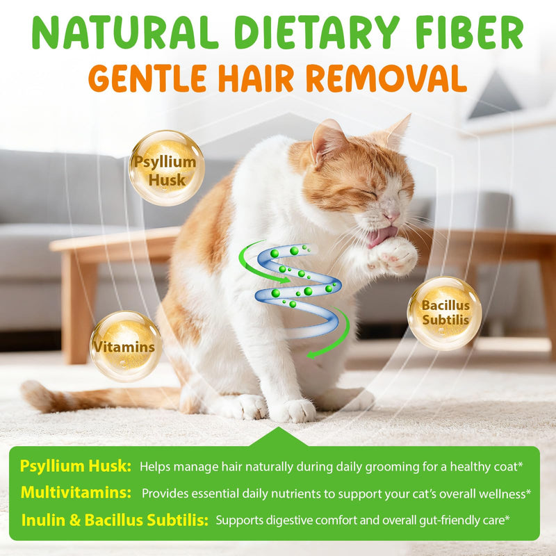 Hairball Relief for Cats, Natural Cat Hairball Treatment with Natural Ingredients & Vitamins - Kitten Furball Treatment, Supports Skin & Coat, Digestion, Immune Support for All Cats (1)