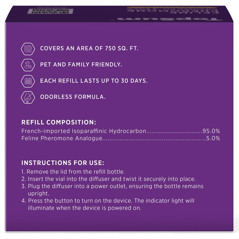 TopSum Cat Calming Pheromone Diffuser: Feline Pheromones Plug in for Stress, Alone At Home, Spraying, Fighting, Scratching, Aggression & Excessive Meowing (Purple– 2 Diffusers+2 Refills) Purple– 2 Diffusers+2 Refills