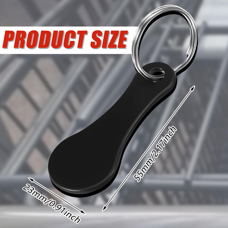 Shimeyao 4 Pcs Portable Aluminum Alloy Key Ring Metal Shopping Cart Trolley Tokens Unisex Gift Keyrings for Men Women Black