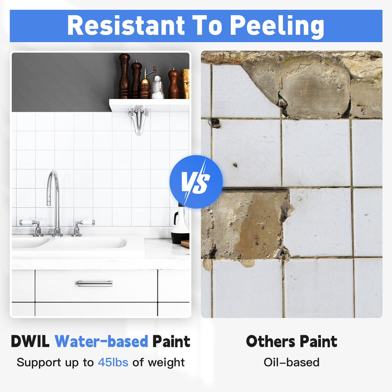 Tub and Tile Paint, Tub and Tile Refinishing Kit with Hardener, Tile Paint and Tub Refinishing Kit Bathtub Paint Water Based &Low Odor, Sink Paint for Bathroom Kitchen, Semi-Gloss White, 25-30sq.ft White-No tool