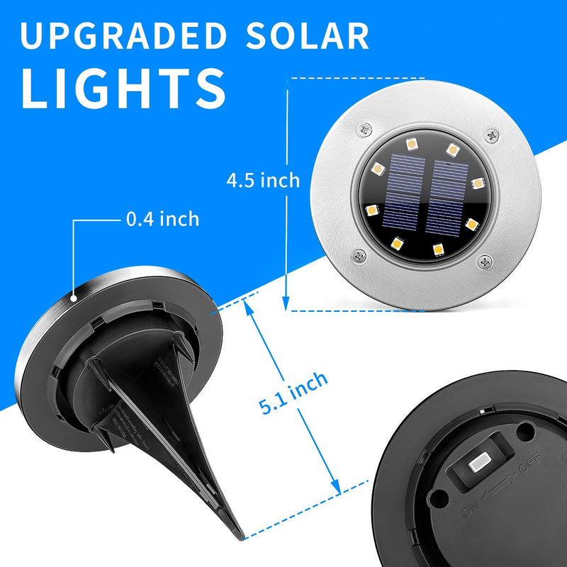 SOLPEX Solar Lights Outdoor Waterproof, 12 Pack Solar Ground Lights, Solar Garden Lights Landscape Lighting for Pathway Driveway Patio Backyard Walkway (Cool White) Cool White