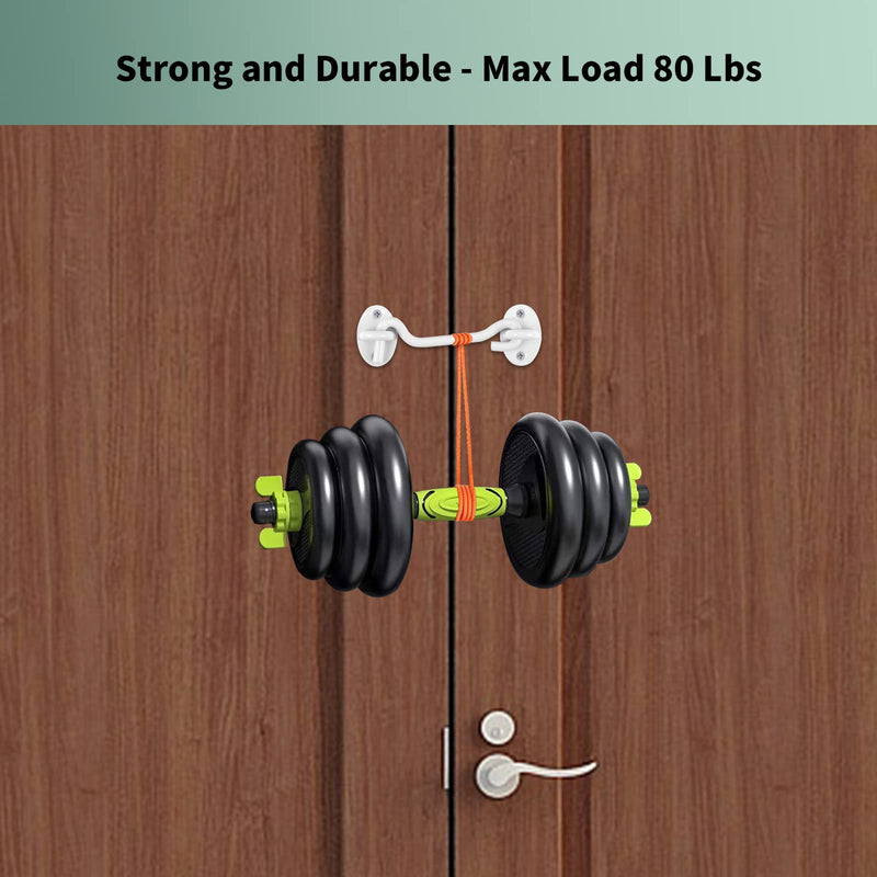 Barn Door Latch Hook and Eye Latch White, 2 Packs 4 Inch Heavy Duty Solid Stainless Steel Barn Door Hook Lock for Barn Doors, Sheds, Wooden Fences, Bathrooms, Doors, Windows (White) *White