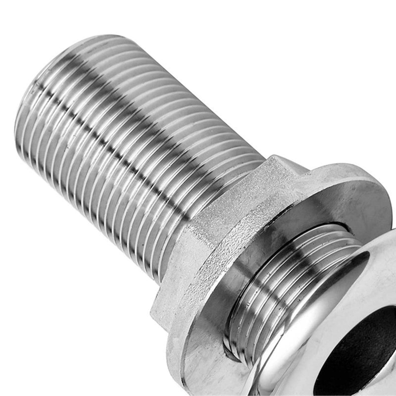316 Stainless Steel Full Thread Thru Hull Fitting Hose Barb With Nut - Marine Hardware Accessories for Boat Drain Pipe, Yacht Bilge, Plumbing Fittings