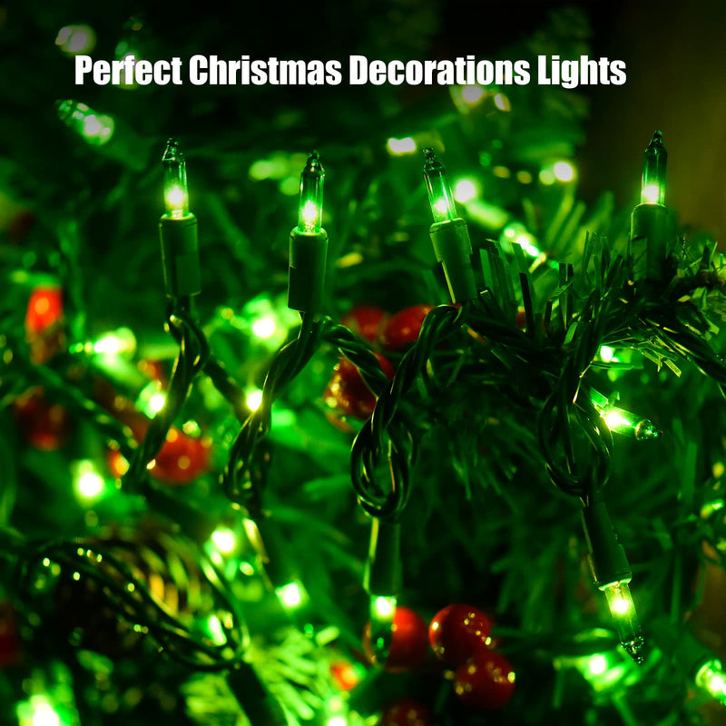 Green Christmas Lights St Patricks Day Decorations 100 Count Incandescent Light UL Certified Connectable Christmas Tree Lights for Indoor Outdoor Xmas, Wedding, Party, Home Decorations Green-Green Wire 1 x 100 Count