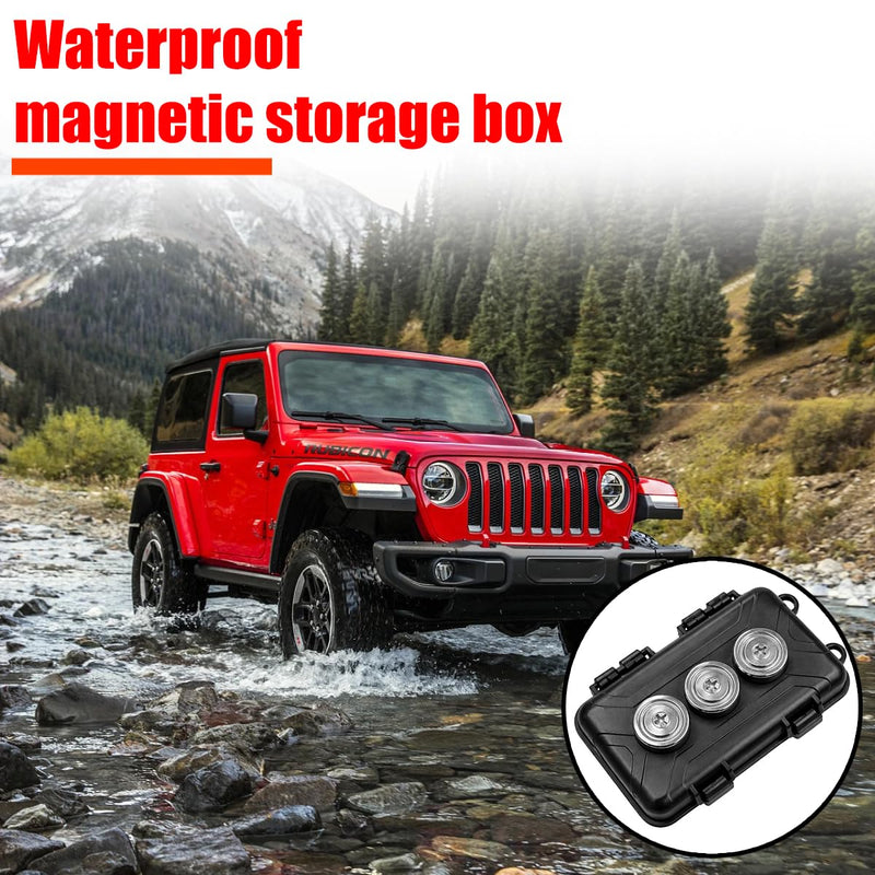 Magnetic Key Lock Box for Under Car, Waterproof Magnetic Vehicle Outdoor Key Holder Cabinet with 3 Strong Magnet, Automotive Hider Accessories for Outside Travel, Fits Most Vehicles