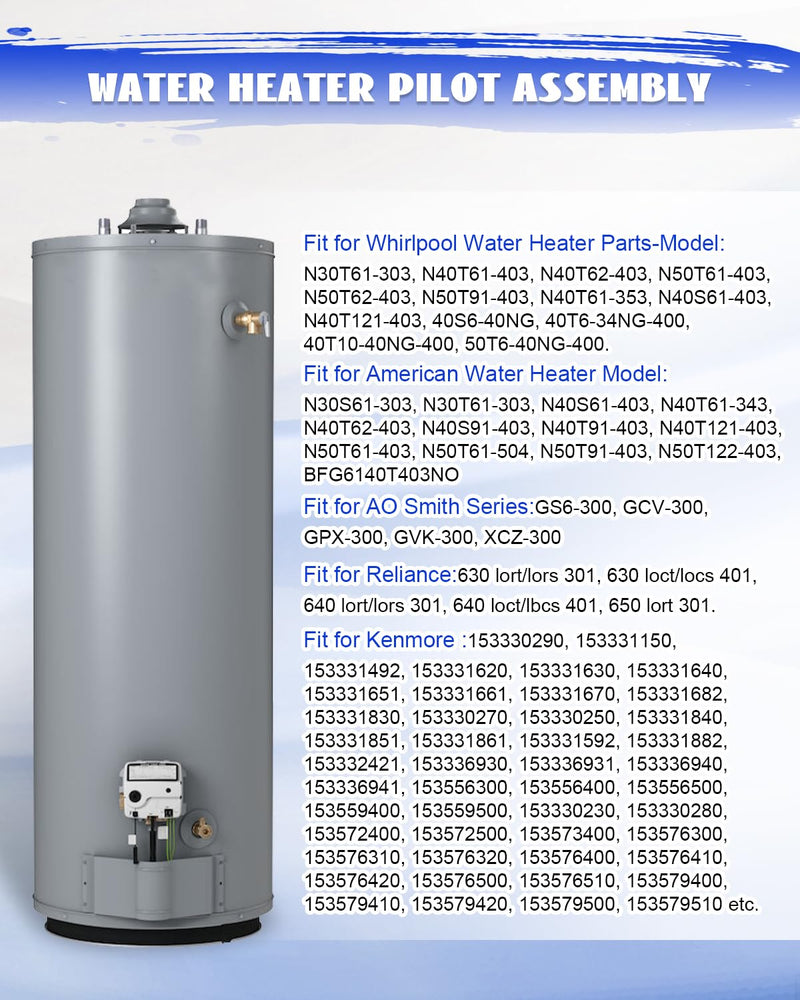 100112330 Water Heater Pilot Assembly Fit for Reliance/AO Smith/Whirlpool/State/American Water Heater Replace 9007876 9007877 4067826