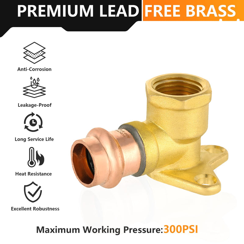 2PC HeSun 3/4" Copper Press X 3/4" Female NPT Drop Ear Elbow(PRESS061-2) 2 3/4" X 3/4" Female