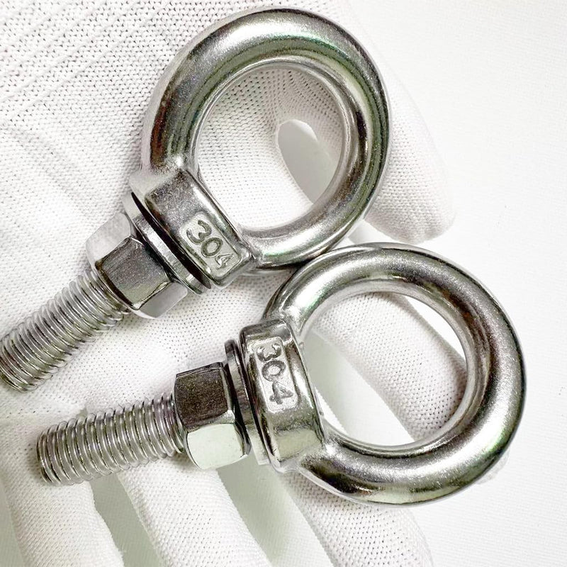 Heavy Duty Eye bolt, 2 PCS M12 304 Stainless Steel Eye Bolt Heavy Duty Lifting Ring 1.57" Threaded Eyebolt Shoulder Eye Bolts with Nuts and Flat Washers(Thread Length 40mm) m12x40(2pcs)