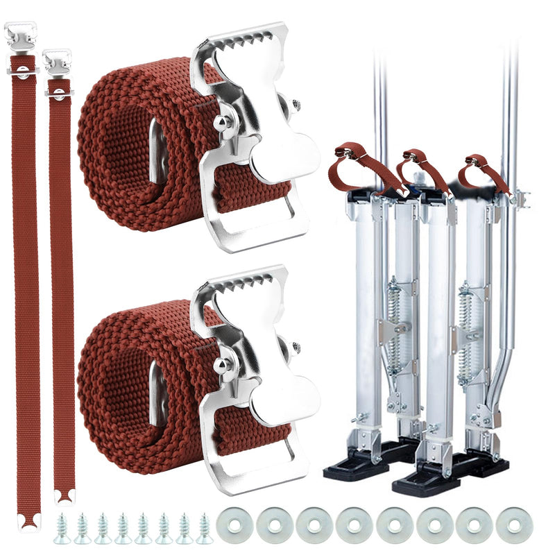 EMVANV 4PCS Drywall Stilts Straps, Adjustable Leg Band Straps Drywall Foot Band Straps Kit with 8 Screws & 8 Spacers, Nylon Leg Fixation Strap Replacement Part for Stilts(Red) Red