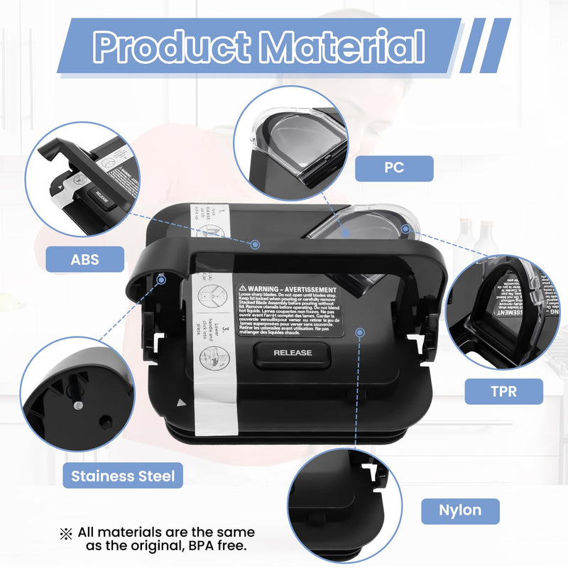 Locking Lid Replacement Compatible with Ninja BL610 BN751 Blender 72oz XL Pitchers New Model, Replacement Newer Square Top Cover for Ninja 72 OZ Pitcher BL642 BL710WM BN701 BN800 BN801 CO610B Locking Lid