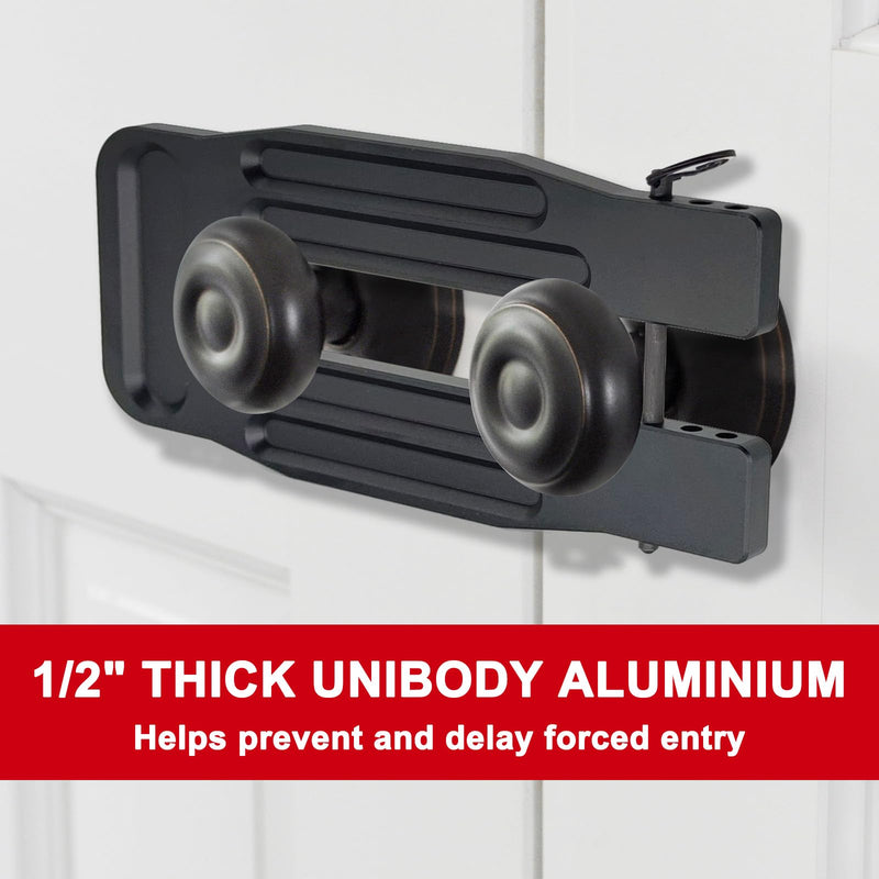 French Door Lock Childproof | Adjustable Double Door Reinforcement Lock for French Doors Home Security | Add High Security to Prevent Home Unauthorized Entry | Unibody Aluminum Construction, Black
