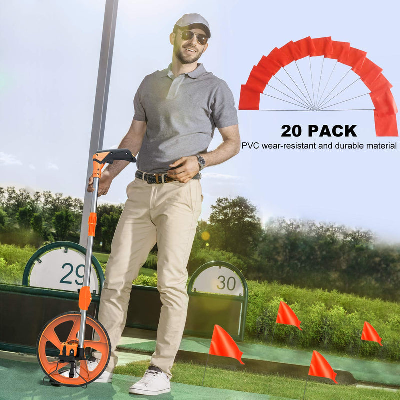 Zozen Distance Measuring Wheel with Marking Flags, Measure Wheel in Feet and Inches, Collapsible | Mechanical | One Key to Reset | Kickstand to Keep Stand | Starting Point Arrow and Carrying Bag.