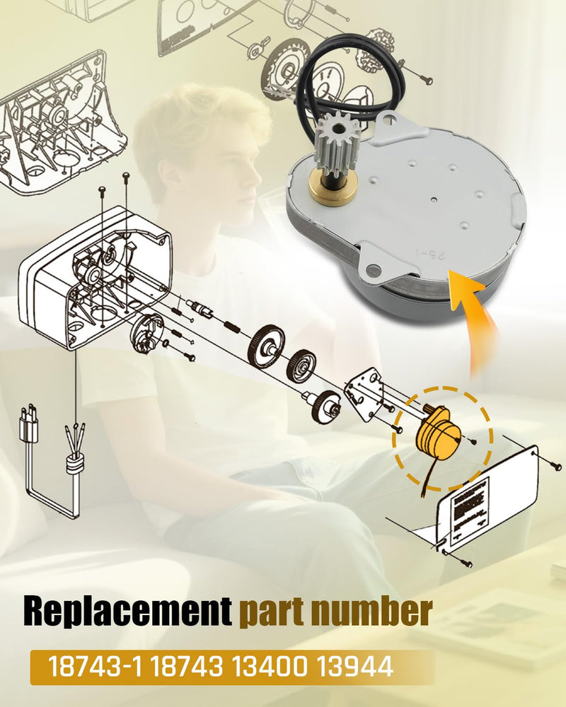 18743-1 Timer Motor Fit for Fleck 5600 2500 2510 2750 9000 9100 9500 3200 3210 Control Valve with Mounting Screws, Replace 18743 13400 13944