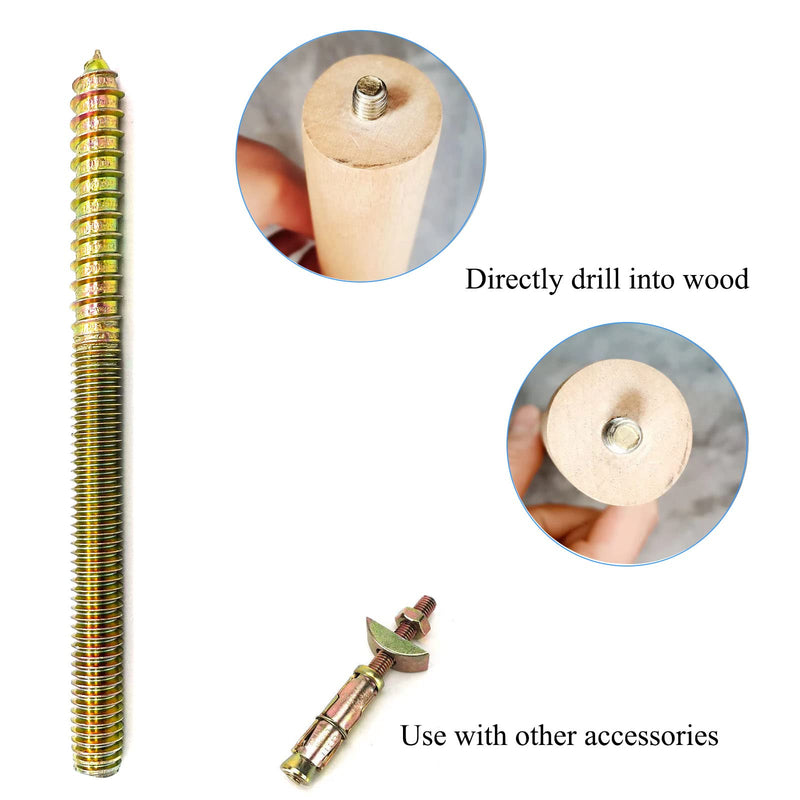 8 Pack 3/8-16 x 5 Inch Hanger Bolts 3/8-16" Double Headed Bolts 3/8 Wood Dowel Screw Self-Tapping Screw Hanger Bolts for Furniture Screws Double Screw Threaded Rods Bolt 127mm Length 3/8-16"x5"-8PCS