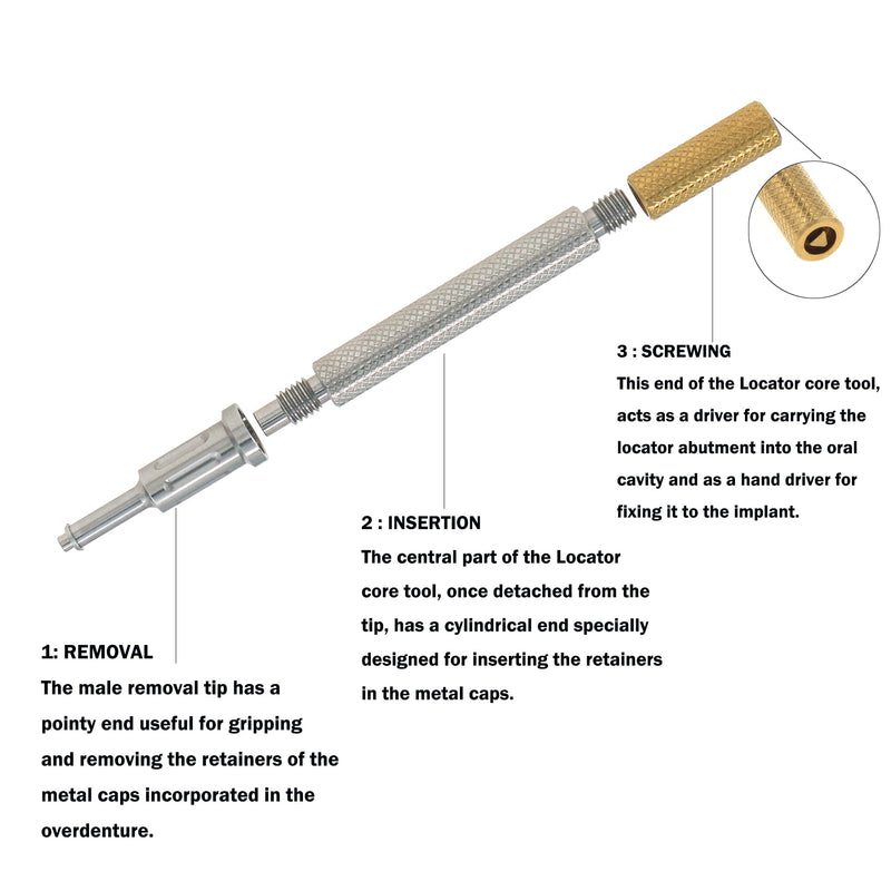 Locator Core Tool, Professional Dental Instrument for Male Cap Insertion and Removal