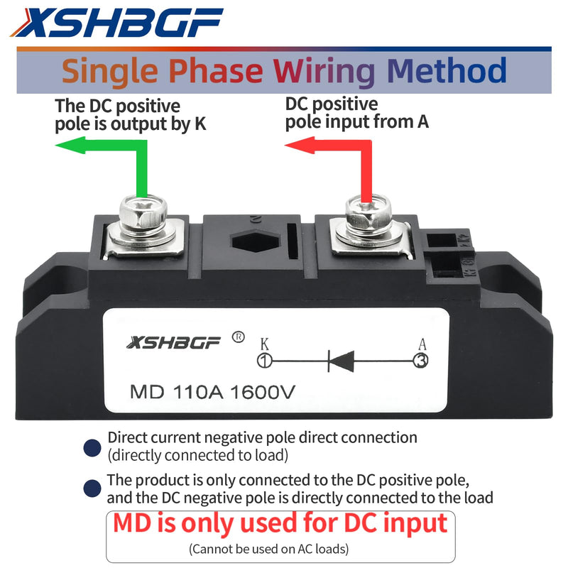 110 Amp Anti-Reverse Diode Module for Solar Power Systems 12V One Way Diode 1600V Peak Voltage MD110 Breaker for Solar Charge Controller and Photovoltaics