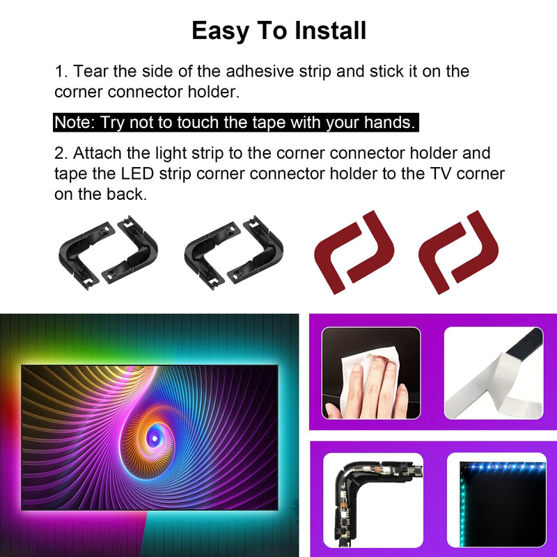 LED Light Strip Corner Connection Holder Replacement LED Light Strip Connectors LED Strip Mounting Clips Gapless Connectors for 8mm-12mm LED Strip Lights CH1