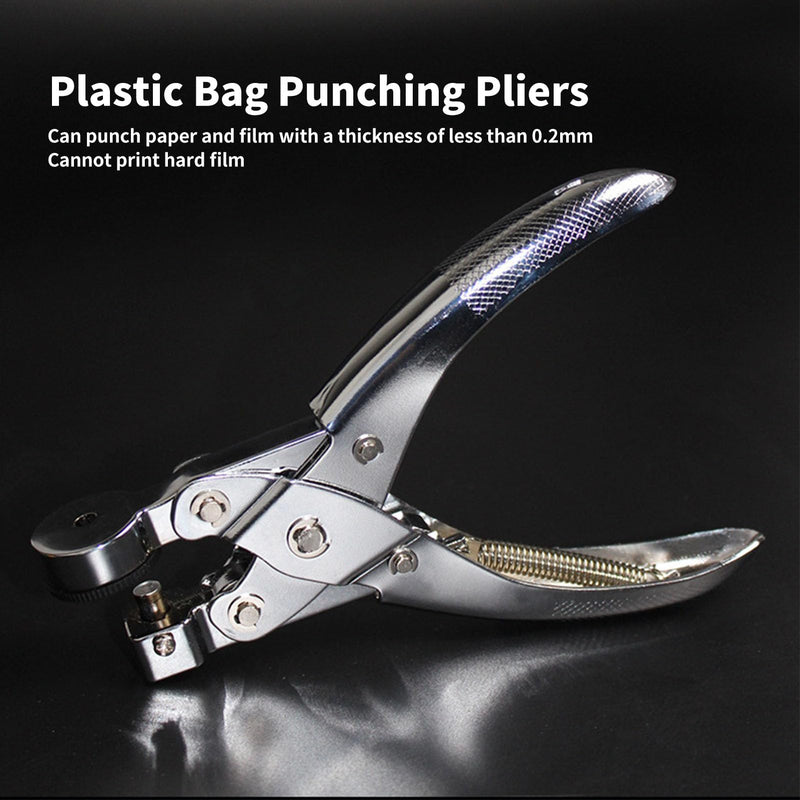 Mxzzand Plastic Bag Hole Puncher 6mm, Handheld Single Round Hole Punch for Thin Film PE OPP PVC Bags, Zinc Alloy Portable Punch Tool for Home Office School
